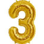 34" Gold Number 3 Balloon