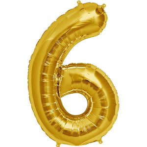34" Gold Number 6 Balloon