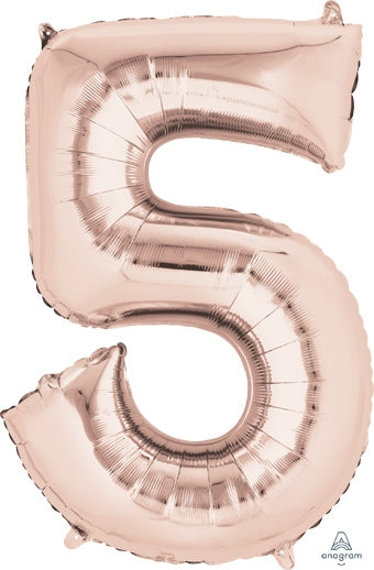 34" Rose Gold Number 5 Balloon