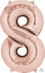 34" Rose Gold Number 8 Balloon