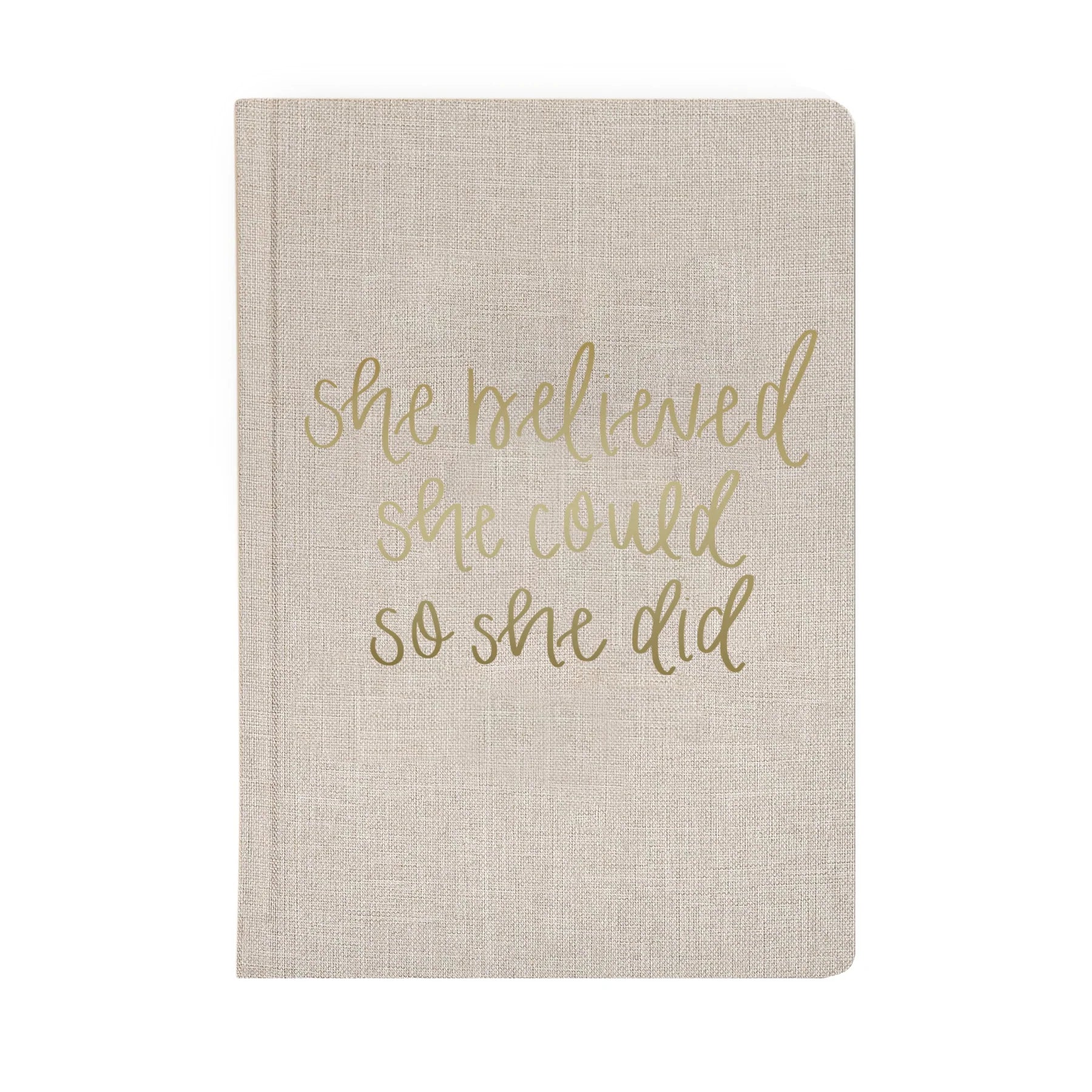 She Believed Fabric Tan Journal