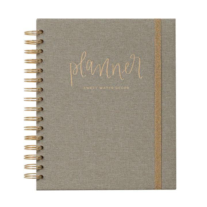 Grey Fabric Spiral Dateless Weekly Planner